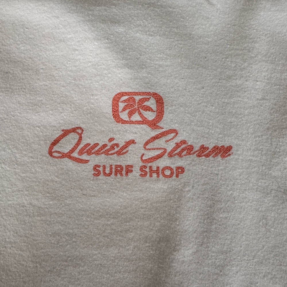 Quiet Storm Surf Shop Myrtle Beach 100% Cotton White Tee with Logo Accent Size L - Picture 7 of 9